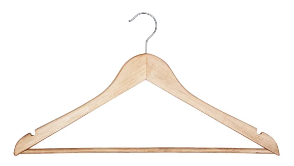 New wooden hanger ar isolated on white — Stock Photo, Image