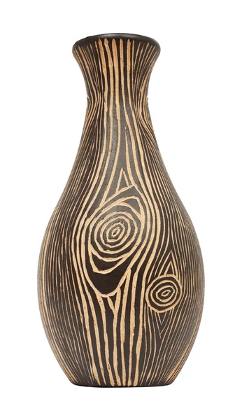 Beautiful wooden vase is isolated on white — Stock Photo, Image