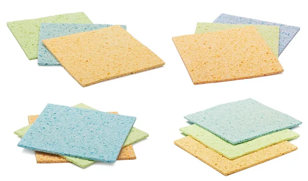 Set colorful kitchen sponges are isolated on a white — Stock Photo, Image
