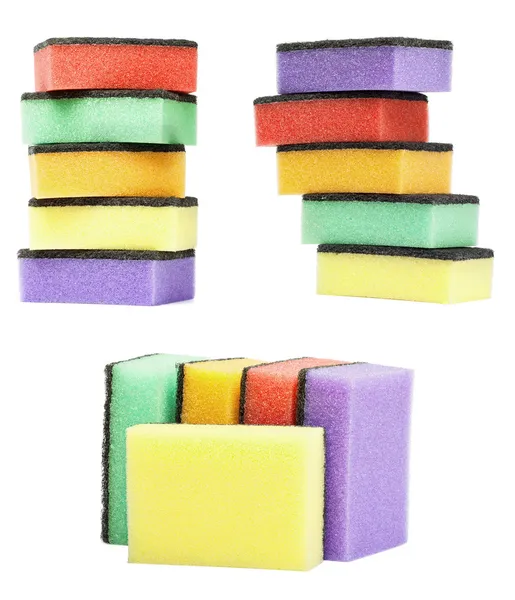 Set colorful kitchen sponges are isolated on a white — Stock Photo, Image