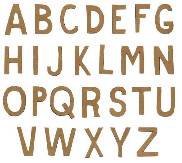 Kahverengi yırtık kağıt alfabesi harfleri — Stok fotoğraf