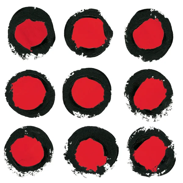 Set of ink brush strokes, circle,round spots. Grunge design element. — Stock Photo, Image