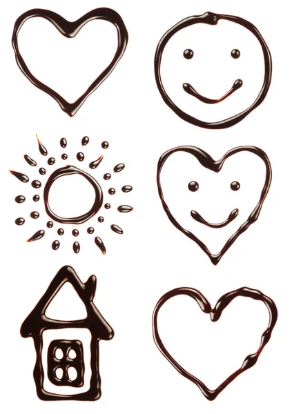 Set di diversi simboli sciroppo di cioccolato — Foto Stock