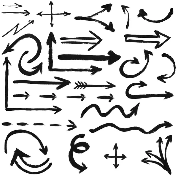 Set of black ink arrows — Stock Photo, Image