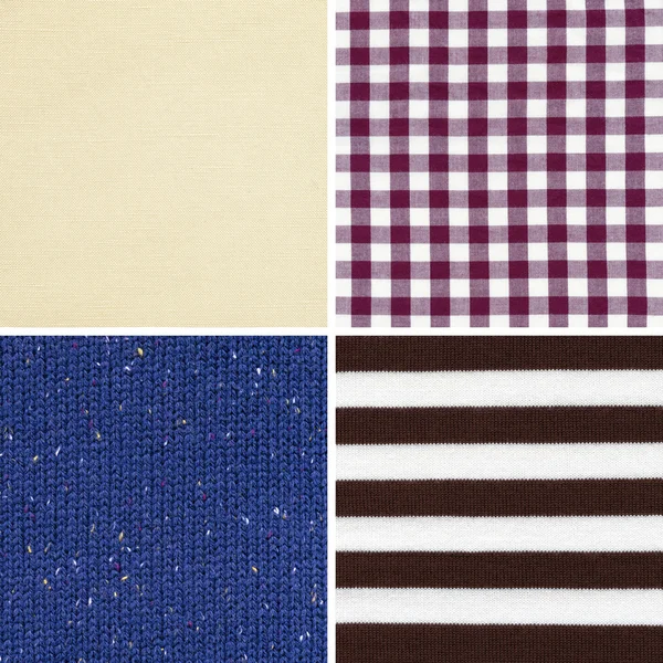 Sada různých tkanin textury — Stock fotografie
