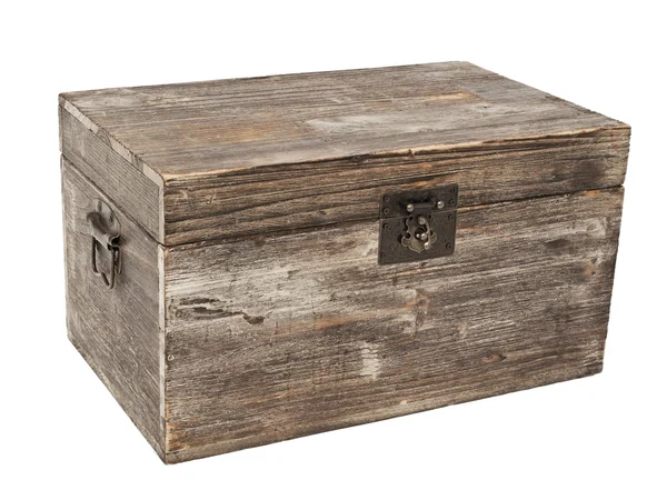 Old wooden chest is isolated on white — Stock Photo, Image