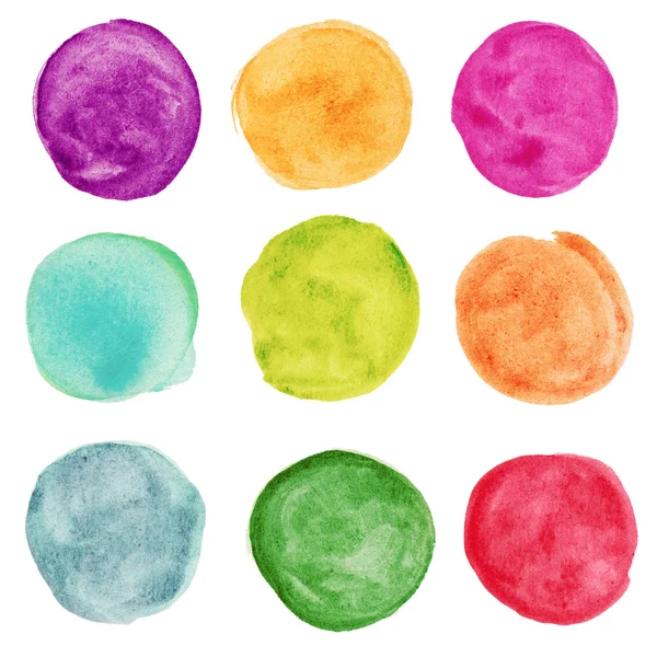 Set di cerchio acquerello colorato. Elementi di progettazione — Foto Stock