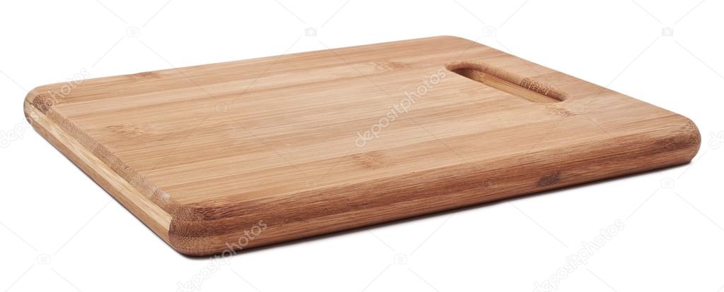 Brown cutting bamboo board used for cooking. Wood texture.