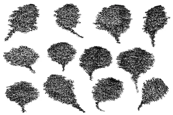 Collection of black crayon speech bubble — Stock Photo, Image