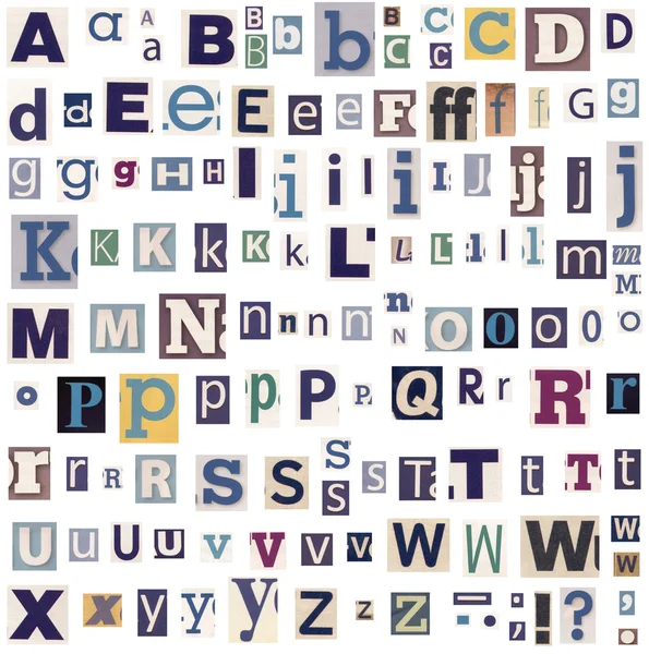 Alphabet letters made of newspaper and magazine — Stock Photo, Image