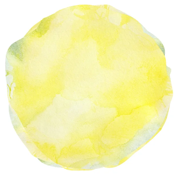 Jaune aquarelle coup de pinceau éclaboussure cercle. Élément de conception — Photo