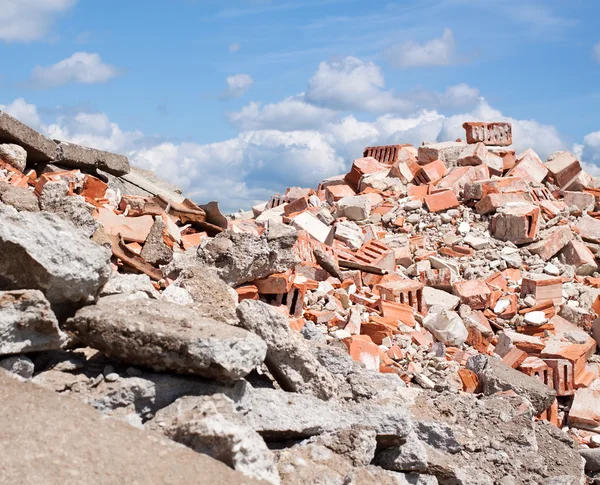 Concrete and brick rubble derbis on construction site — Stock Photo, Image