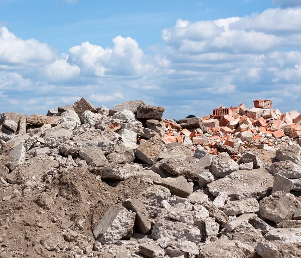 Concrete and brick rubble derbis on construction site — Stock Photo, Image