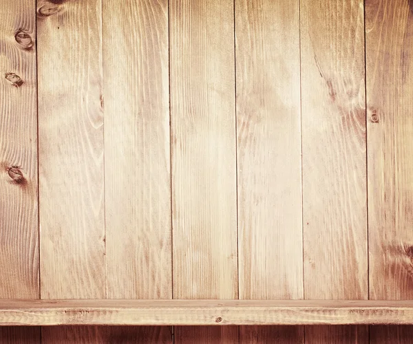 Empty shelf on wooden background. Wood texture. — Stock Photo, Image