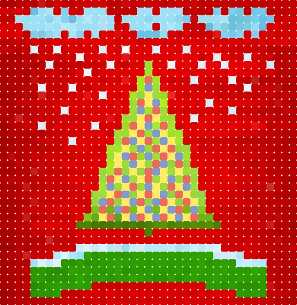 Weihnachtsbaum mit bunten Kugeln, Girlanden. — Stockvektor