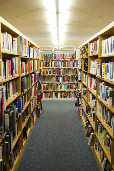 Bookshelves Full of Books inside of a Library