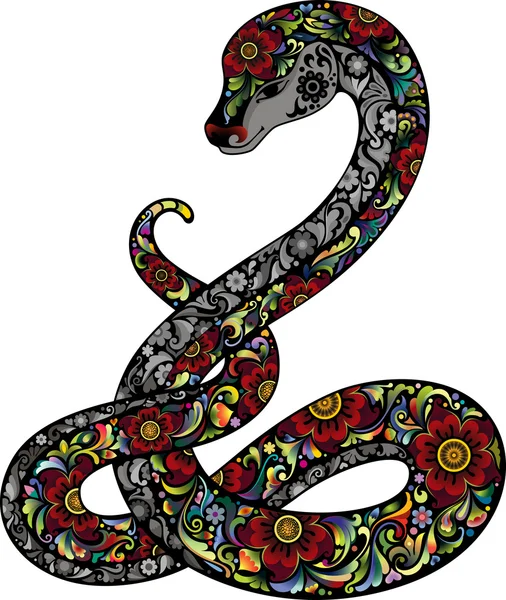 Змея и цветы — стоковый вектор