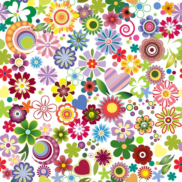 Mezcla floral, fondo negro — Vector de stock