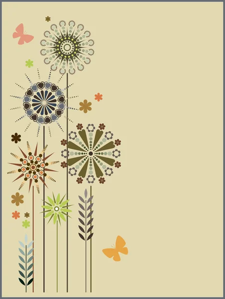 Bloemen en Vlinders — Stockvector