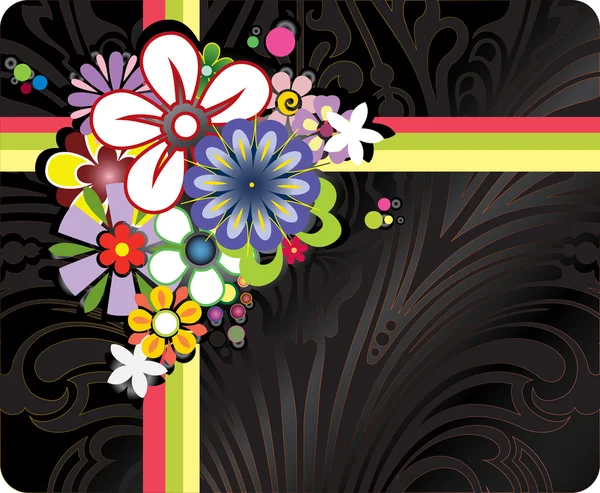 Cadeau avec un arc de fleurs — Image vectorielle
