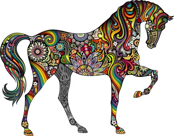 Caballo y arco iris — Vector de stock