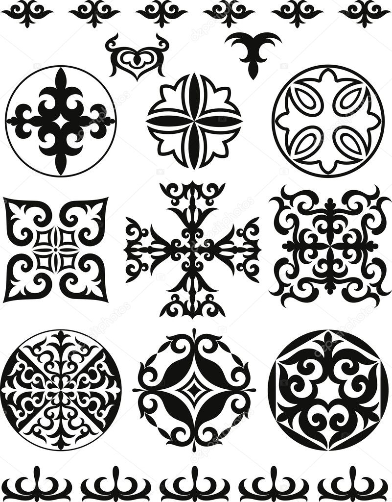 Set elements of ethnic ornament