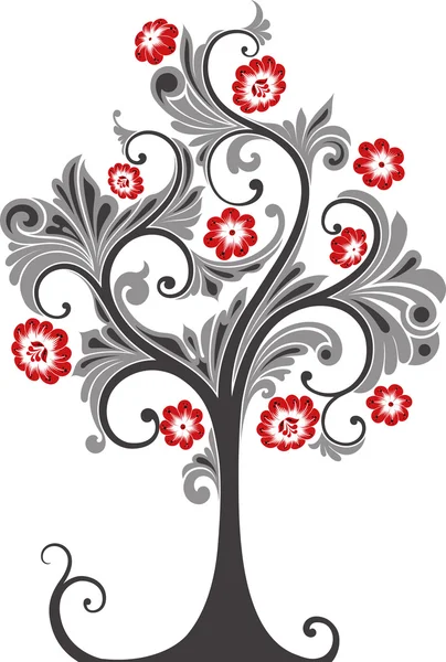 Adorno de árbol con flores . — Archivo Imágenes Vectoriales