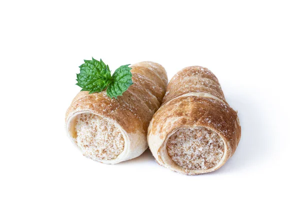 Puff Pastry Horns Isolated White Background — Stock Photo, Image