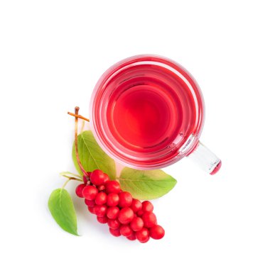 Schisandra çayı beyaz bardakta izole edilmiş cam bardakta 