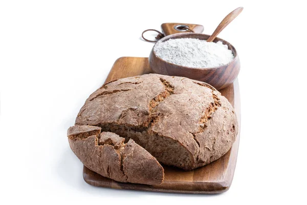 Domácí Žitný Chléb Izolované Bílém Pozadí — Stock fotografie