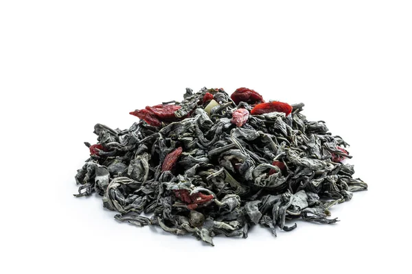 Πράσινο Τσάι Goji Μούρο Απομονώνονται Λευκό — Φωτογραφία Αρχείου