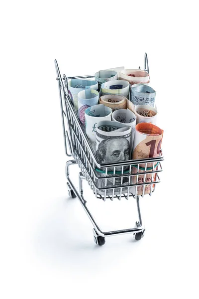 Conceptual Collage Secure Multi Currency Basket Banking — Stock Photo, Image