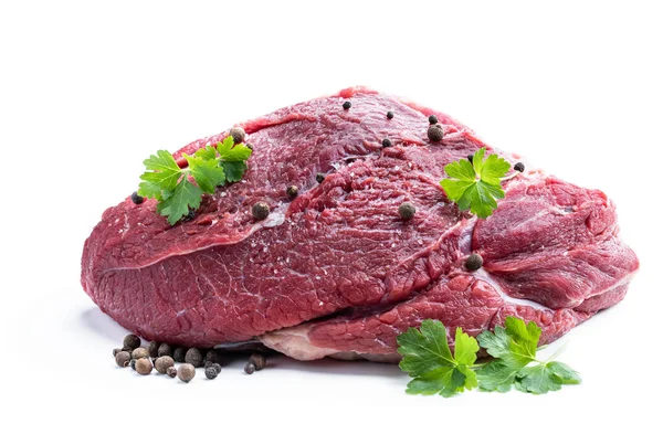 Ruw Kalfsvlees Met Been Geïsoleerd Wit — Stockfoto