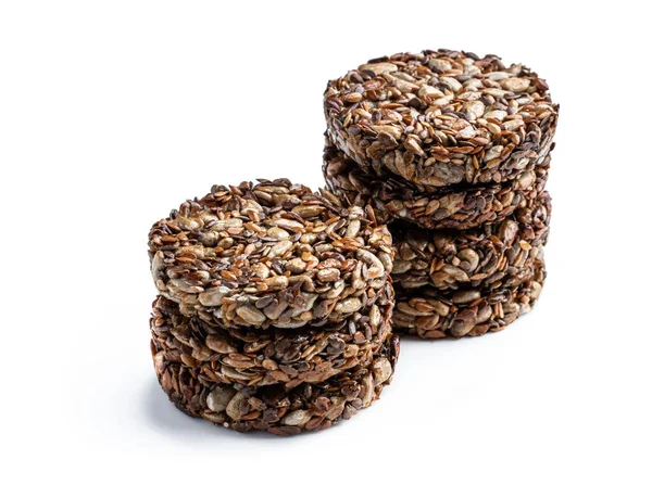 Healthy Fitness Cookies Sunflower Seeds Sesame Seeds Flax Seeds Isolated — Stock Photo, Image