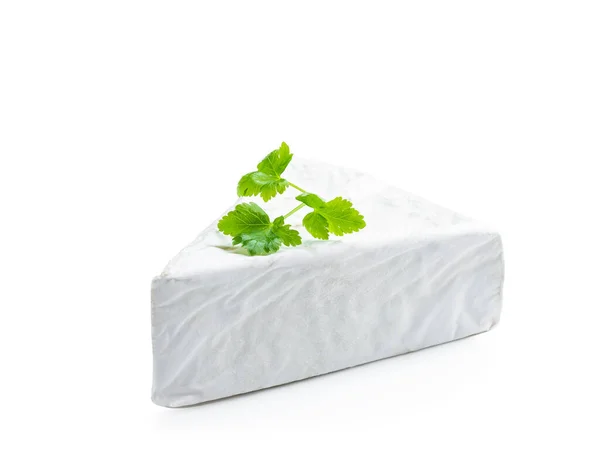 Camembert Nebo Hermelínem Sýr Rozmarní Izolovanou Bílém — Stock fotografie
