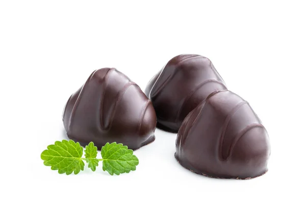 Chocolade Snoepjes Geïsoleerd Witte Achtergrond — Stockfoto