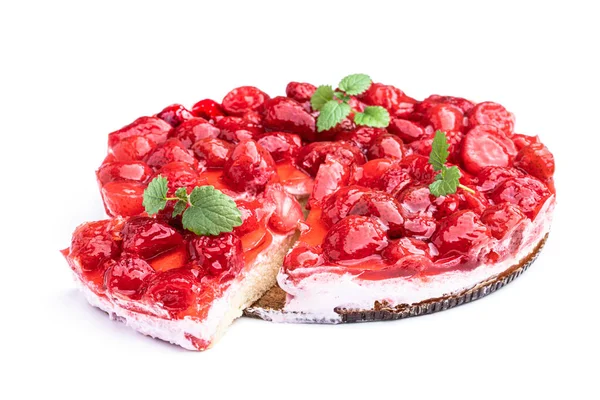 Delicious Strawberry Tart Isolated White — Foto de Stock