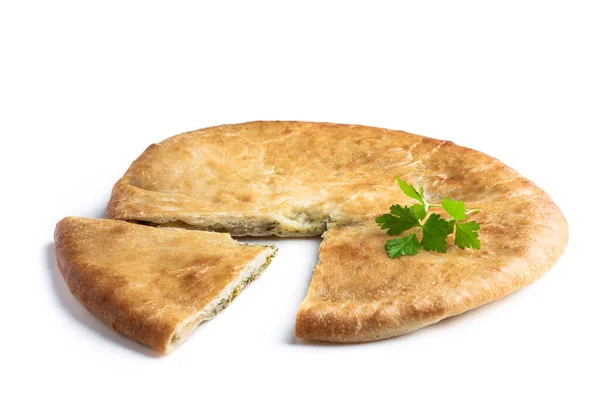 Georgische Traditionele Brood Plat Brood Geïsoleerd Wit — Stockfoto