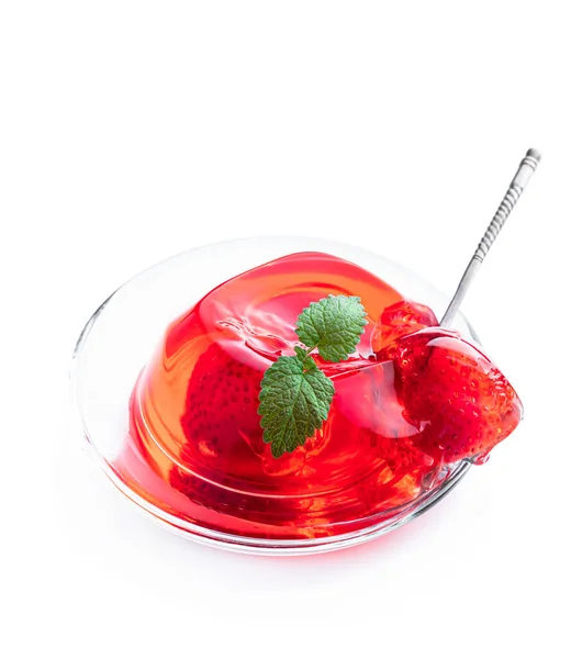 Fruit Jelly Fresh Strawberry Isolated White — Stock Photo, Image