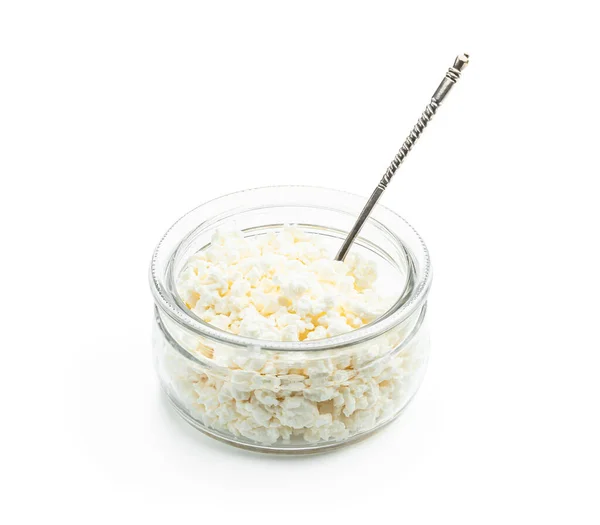 Homemade Cottage Cheese Isolated White — Fotografia de Stock