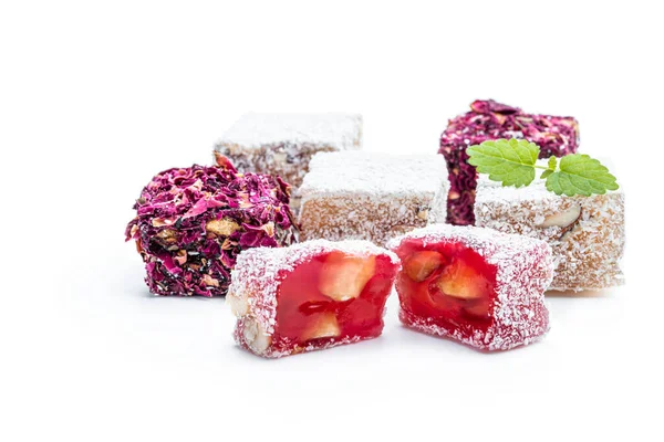 Assortment Turkish Delight Isolated White — 스톡 사진