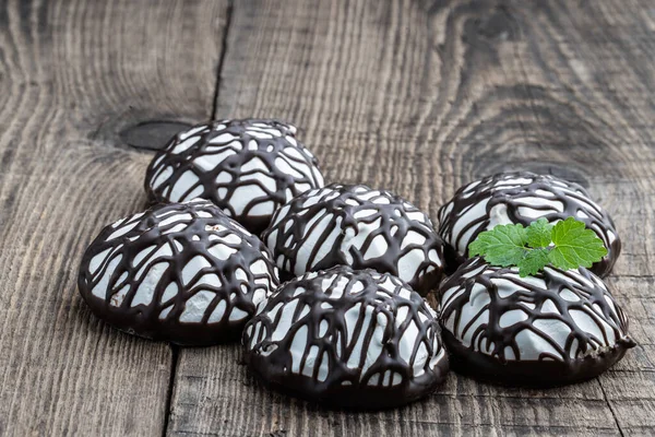 Chocolate Covered Marshmallow Treats Wooden Table — Stock Photo, Image