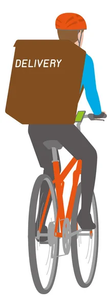 Ilustração Jovem Com Uma Bicicleta Vista Pelas Costas — Vetor de Stock