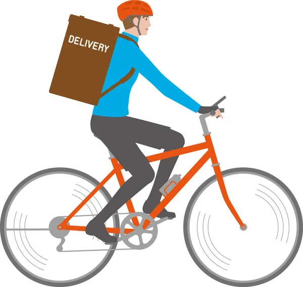 Ilustração Lateral Jovem Andando Bicicleta — Vetor de Stock