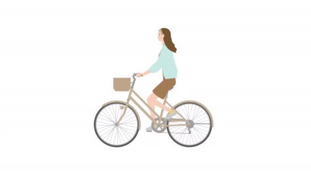 Illustration Une Jeune Femme Vélo — Video