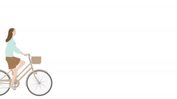 Ilustración Una Joven Montada Bicicleta — Vídeos de Stock