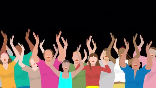 Group Young People Clapping Hands Slapstick Illustration Video — Video Stock