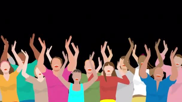 Groupe Jeunes Applaudissements Mains Avec Bâton Illustration Vidéo — Video