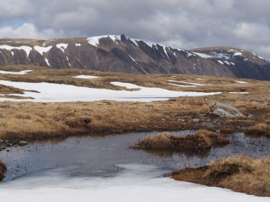 Cairngorms Yaylası güneyinde braeriach, İskoçya'da bahar