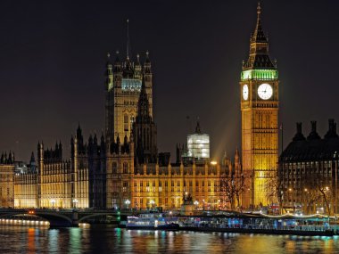 gece, Londra, Aralık 2013 big ben ile Westminster Sarayı